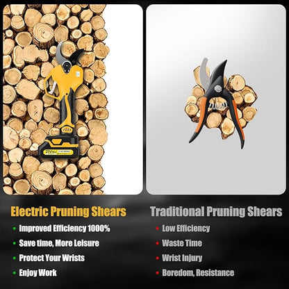 Electric Pruning Shears Cordless with 8FT Pole, Max Cutting Diameter 2 inch(50mm), 21V 2*2Ah, 1000w Brushless Motor, Working time 6-10 h, Electric Pruning Shears Suitable for Gardens, Orchards, Farms