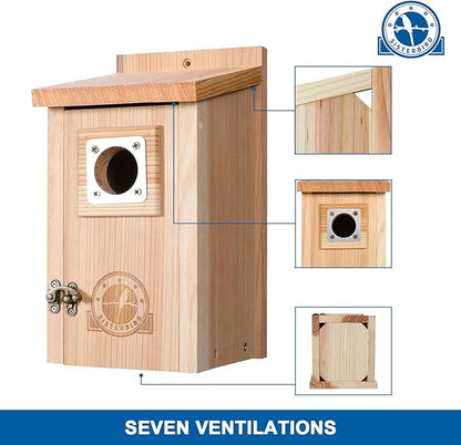 Bird Houses for Outside 1-1/2” Entrance Hole Cedar Birdhouses with Metal Guard Outdoor Bluebird Wren Swallow Finch Asssembly Required