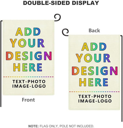 Custom Garden Flag for Outdoor Personalized Yard Flags Decor Customized Flag Add Your Own Picture Text House Lawn Banner Double Sided Home Wall Decoration 12.5x18 28x40