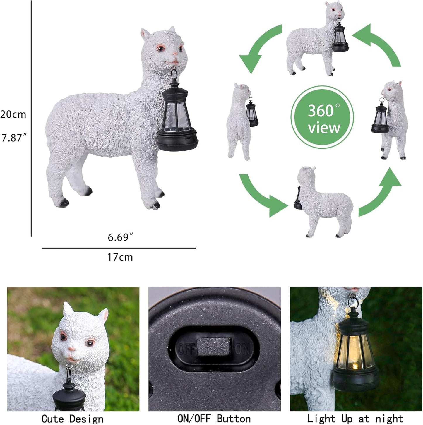 Solar lamp Garden Alpaca Statue, Outdoor Decorative Animal Statue