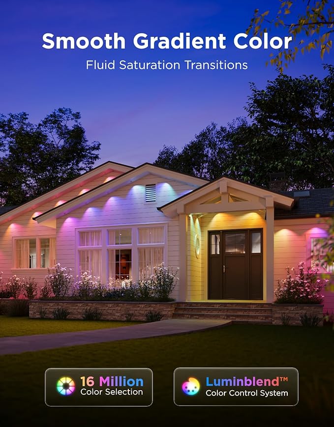 Govee Permanent Outdoor Lights Prism, 100ft with 36 Triple-Color Lighting Heads, 100+ Scene Modes, Up to 60lm for Outdoor Decor, IP68 Waterproof, Works with Alexa, Google Assistant & Matter, White