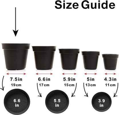 Mintra Home Garden Pots 4pk - Flowers, Herbs, Plants, Indoor, Outdoor, Colorful, Wholesale, Bulk (Forest Green, 19cm Diameter (7.5in))