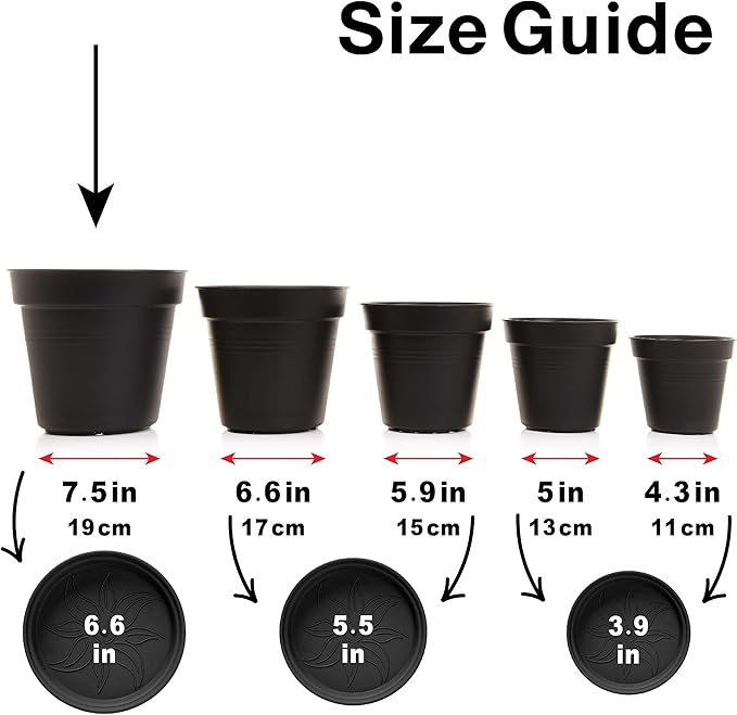 Mintra Home Garden Pots 4pk - Flowers, Herbs, Plants, Indoor, Outdoor, Colorful, Wholesale, Bulk (Yellow, 19cm Diameter (7.5in))