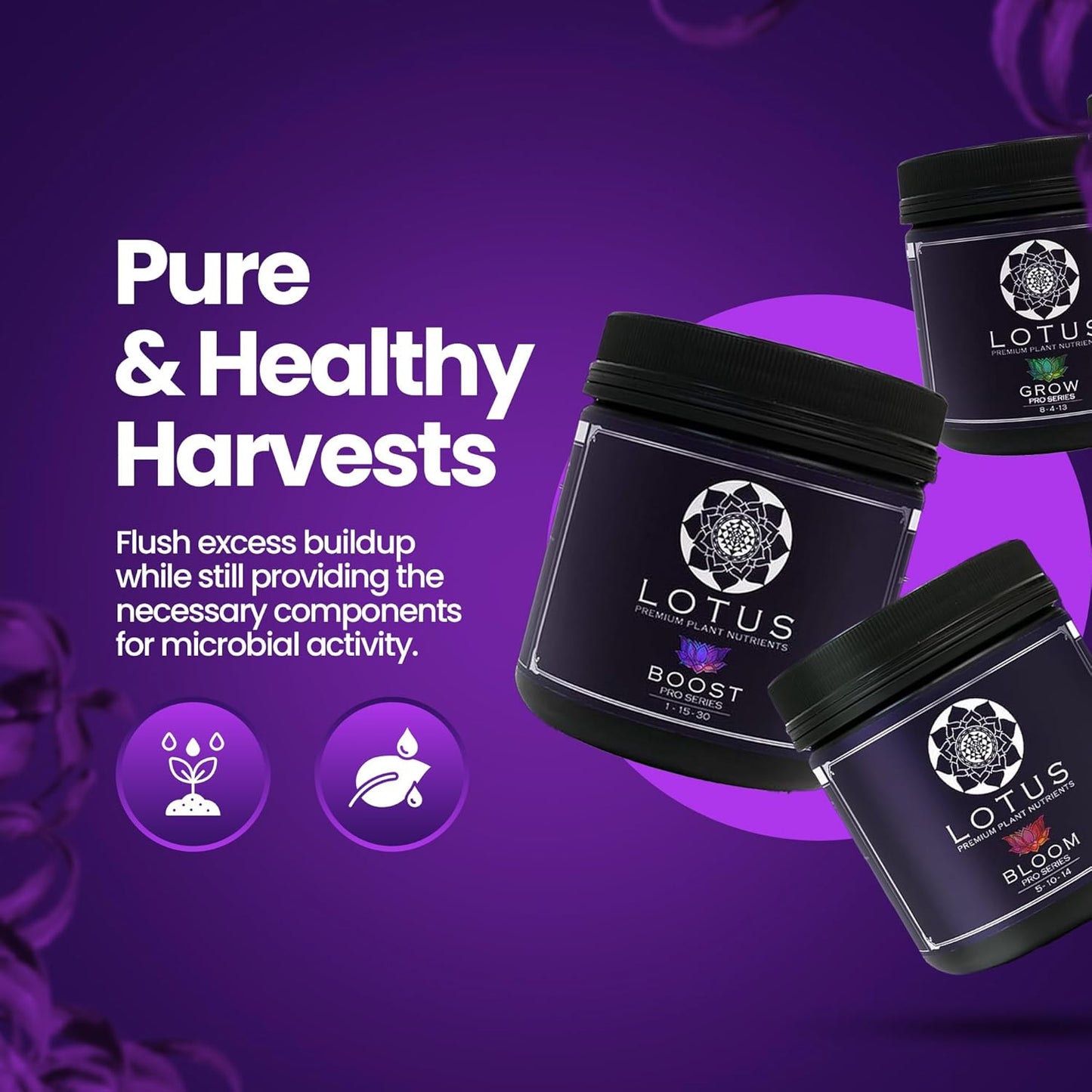 Lotus Nutrients Starter Kit (Bloom, Boost, and Grow) - Most Advanced Plant Nutrients and Bloom Booster - Powder Plant Fertilizer for Soil, Coco Coir, Hydroponics - Plant Food for Any Medium