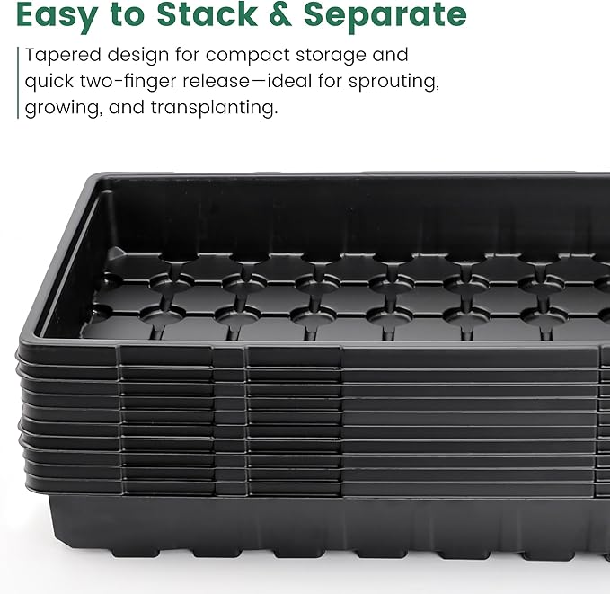 MIXC 10 Pack 1020 Seed Starter Trays, Extra Thick Heavy Duty Trays - No Holes, No Leak, Reusable Propagation Flats for Microgreens, Seedlings, Plant Germination, Fodder and Transplant