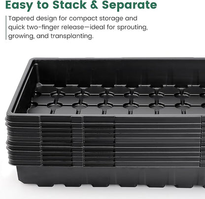 MIXC 10 Pack 1020 Seed Starter Trays, Extra Thick Heavy Duty Trays - No Holes, No Leak, Reusable Propagation Flats for Microgreens, Seedlings, Plant Germination, Fodder and Transplant