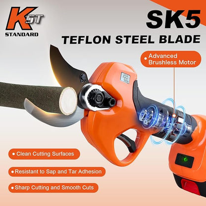 Kebtek Electric Pruning Shears 40mm with 4000mAh Batteries, Battery Power Pruners Cordless 1.6'' Electric Snippers Secateurs Professional Tool for Gardening Heavy Duty