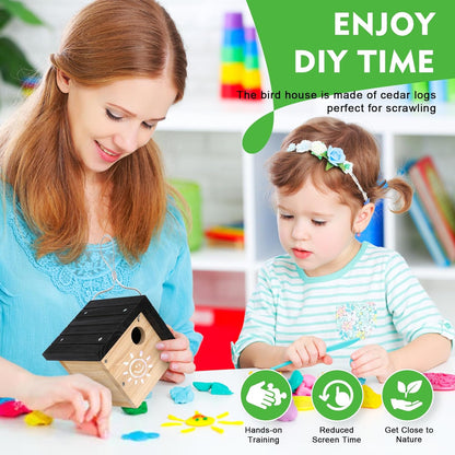 Gtongoko Hanging Wren Bird Houses for Outside, Cedar Wooden Bird Houses for Outdoors, Bird Nest with Air Vents, 1-1/8‘’ Entrance Hole, Clean Door for Wildbird Watching, 1 Pack Black