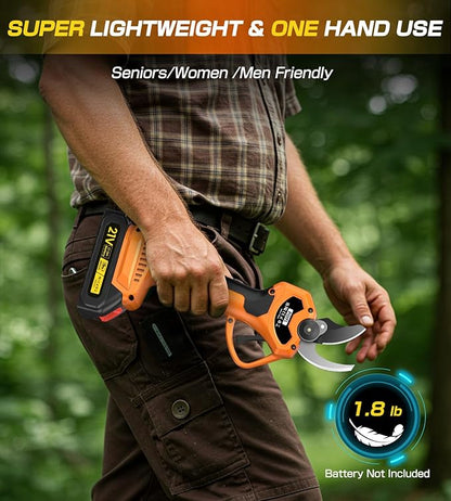 Electric Pruning Shears, Cordless Pruning Shears 1000W Brushless Power Shears 1.4'' Diameter Electric Pruner with LCD Display 2 * 2Ah Battery Pruning Shear Gift for Men Dad Husband Fathers Gardener