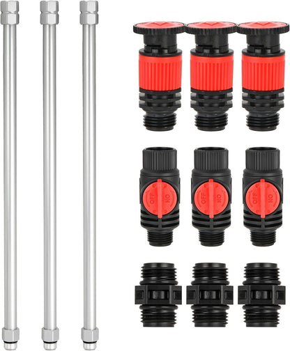 Eden 99989 Multi-Adjustable Sprinkler with Metal Extension Set (12 pcs), Connects to Most Standard (1/2 inch) Threaded Lawn and Garden Watering System