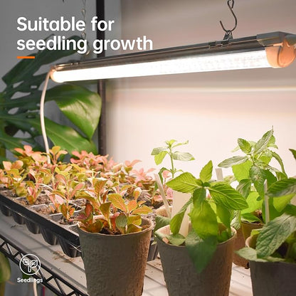 Bstrip Plant Shelf with Grow Light with Timer, Metal Plant Stand with Adjustable Rack and Wheels, 4 Pack 24W Full Spectrum Grow Light Strip for Indoor Plants, Seed Starting, 35.4"x13.8"x59"