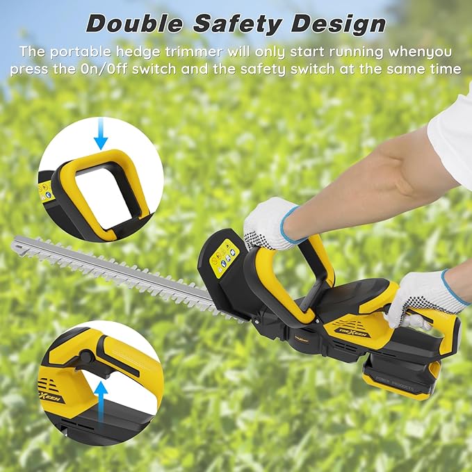 Hedge Trimmer for Dw 20V Battery,Hedge Trimmer Cordless with 22'' Dual-Action Blade and 3/5'' Cutting Capacity,1600RPM& Safety Lock (Battery Not Included)