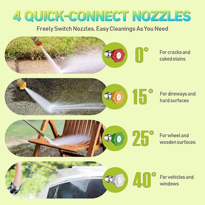 Pressure Washer Power Washers with Touch Screen, 5000PSIIMAX, High Pressure Cleaning Machine with 4 Quick Connect Nozzles and Foam Cannon for Cars Driveways Patios Fences