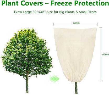 Plant Covers Freeze Protection, 4 Pack Round Frost Blankets for Outdoor Plants (32"x48") – Winter Plant Covers, 2.4oz/yd² Frost Cloth Plant Protection for Trees, Shrubs & Potted Plants