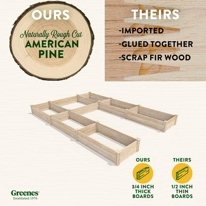 Greenes Fence Original Pine Raised Garden Bed, 8' x 12' x 10.5" U-Shaped Bed - Made in USA with American Pine