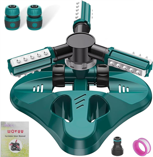 Garden Sprinkler,Upgrade Lawn Sprinklers Automatic 360 Degree Rotating Irrigation System, Garden Hose Sprinkler for Yard/Built in 36 Units Angle Spray Nozzles-1Pack(Green)