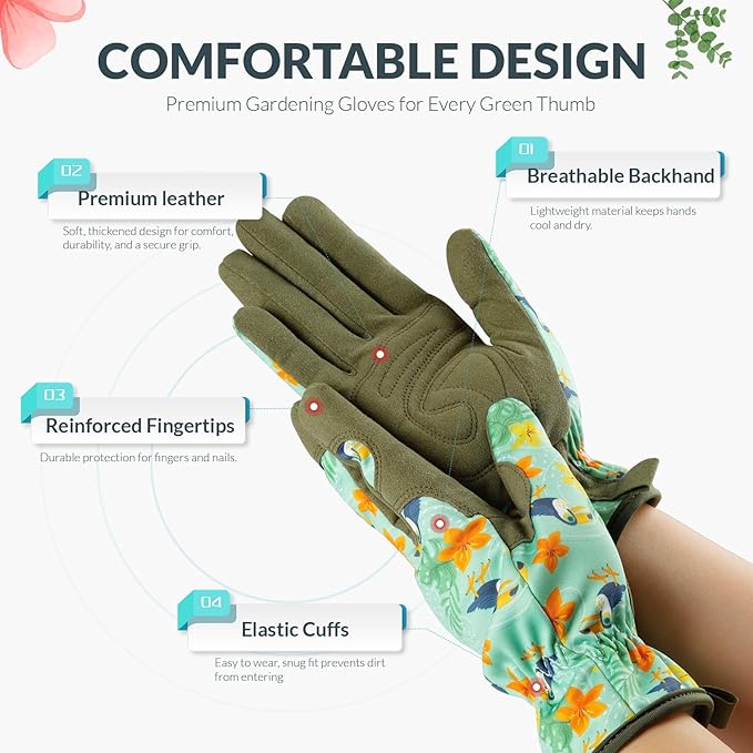 Baidast Gardening Gloves for Women Garden Gloves for Womens Thorn Proof for Women's Gifts Digging Planting Pruning Weeding(Teal)