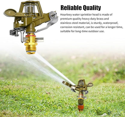 1/2 Inch Brass Impact Sprinkler with Nozzles Adjustable 0-360 Degree Coverage Pattern Heavy Duty Lawn Sprinkler Head for Yard Lawn Grass Patio Garden Irrigation (2Pcs)