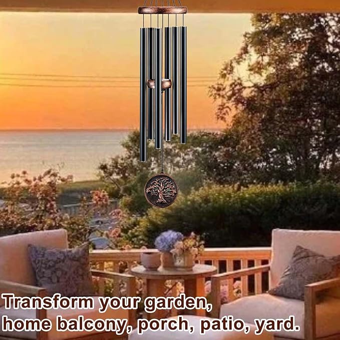 Wind Chimes for Outside, Vintage Tree of Life Deep Tone Wind Chime Outdoor Clearance, Memorial/Festivals/Birthday Gift for Mom Dad Women Grandma, Garden Porch Patio Decor (32" Tree of Life)
