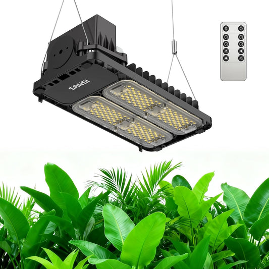SANSI Grow Lights for Indoor Plants Full Spectrum, 100W(750W Equiv) Plant Light with Optical Lens for High PPFD, 4-Level Dimmable Panel Grow Light with 4/8/12 Hrs Remote Control for Seeding Growing