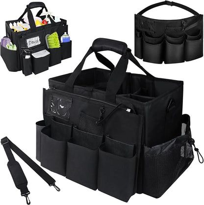 ZKOO Cleaning Bag Cleaning Caddy Organizer, Wearable Cleaning Caddy with Waist & Handles for Cleaning Tool Organizers, Extra-Large Cleaning Caddy Bag Adjustable Compartments for Housekeeping,Gardening