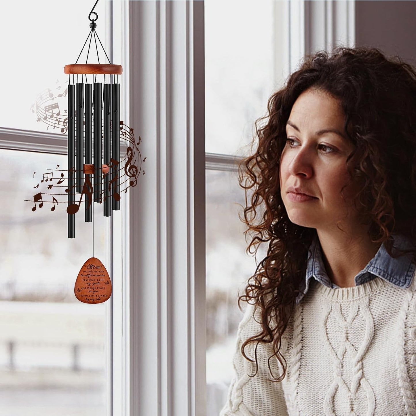 Memorial Gifts for Loss of Mom,Memorial Wind Chimes 25'', Sympathy Gifts for Loss of Mother, Home Decor Outdoor Garden, Soothing Melodic Tones with Mute Option