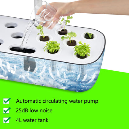 Hydroponics Growing System, Indoor Herb Garden, 12 Pods Hydroponics Growing System, Herb Garden Kit Indoor Gardening System with Grow Light, Automatic Timer, Height Adjustable, Home Kitchen Gift