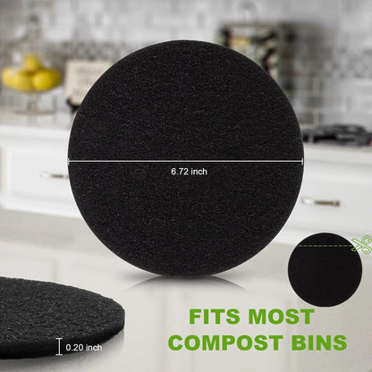 10 Pack Charcoal Filters for Kitchen Compost Bin, Compost Filters for Countertop Bin Pail Replacement, Activated Charcoal Home Bucket Refill Sets, Round 6.7 Inch