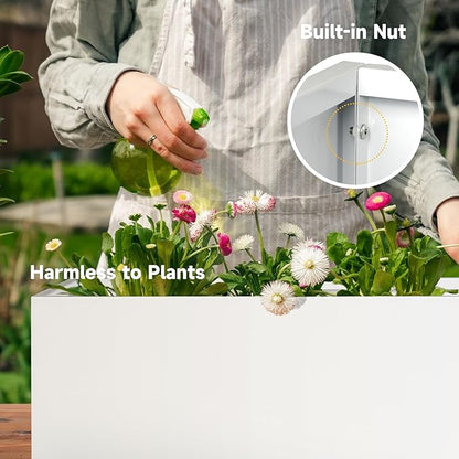 Galvanized Steel Garden Planter 36” x 12” x 16” White Metal Planter Box Modern Metallic Heavy Planter Indoor & Outdoor, Commercial & Residential (White, L36 x W12 x D16)