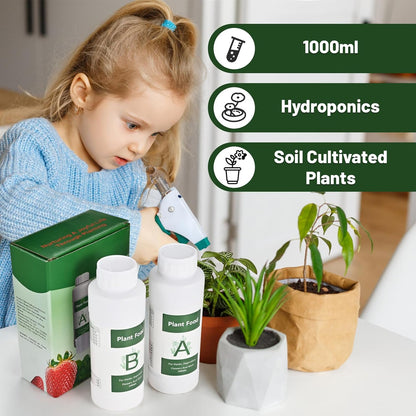 1000ml Hydroponic Nutrients A&B for Aerogarden Plant Food with 2 Measuring Cups - Fertilizer for Indoor Hydroponics Garden & Growing Vegetables, Fruits, Flowers (1000ml)