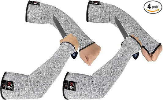 Evridwear Protective Arm Sleeves Cut Resistant Farmers Sleeves for Men Work, Gardening, Farming, Arm Protectors for Thin Skin and Bruising (Large, Grey No&with Thumb Hole) 2 Pairs