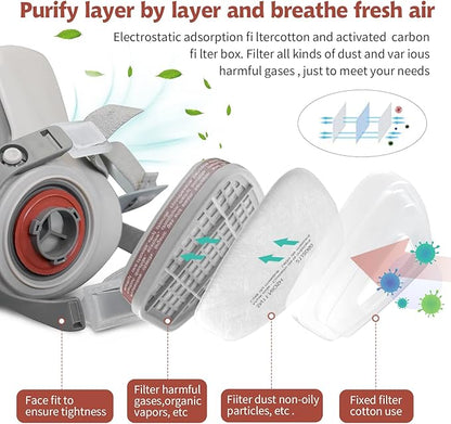 Reusable Respirator Mask - Respirator Mask with Filters, Dust Mask for Spray Paint Chemicals Epoxy Resin
