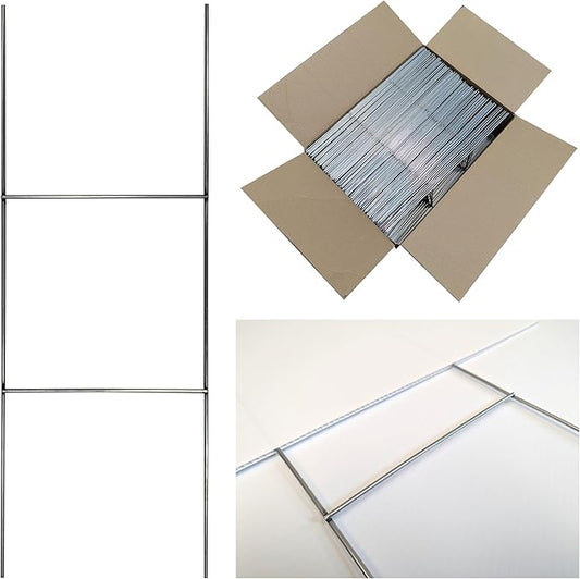 Yard Sign Stakes, 24 inch Standard Size H Stakes, American Made, Overlap Weld for Maximum Strength, Galvanized Steel (100)