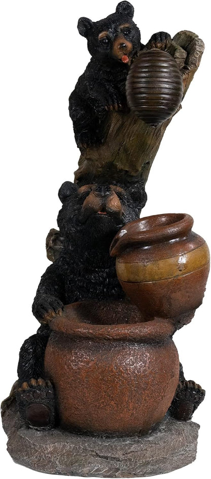 Ferrisland Outdoor Fountain Black Bears Garden Water Fountain Outdoor Water Feature Resin for Garden Patio Yard Deck Home Lawn Porch House Relaxation Exterior Balcony
