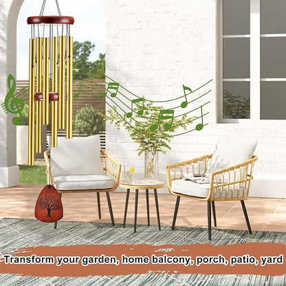 Wind Chimes for Outside, 32" Memorial Wind Chimes for Loss of Loved One Mother Father, Memorial Sympathy Gift Outdoor Garden Patio Decor, Bereavement Gift for Loss of Mom Dad (Classic Gold)