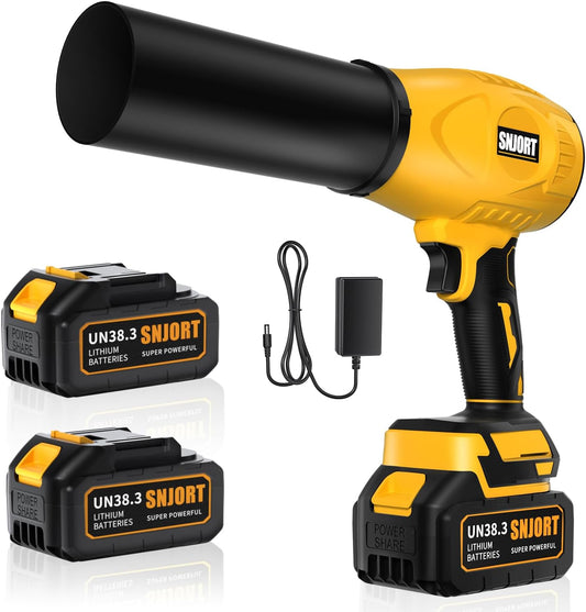 Leaf Blower Cordless with Battery and Charger,800,000 RPM,Extended Nozzle,Lightweight Handheld Design,Blower for Patio Cleaning,car Blowing Water,Blowing Leaves and Dust（Canary Yellow）