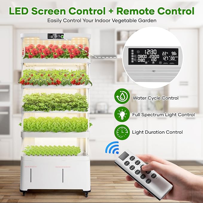 5-Tier Indoor Hydroponics Growing System Kit,Automatic Water Circulation & Full Spectrum LED Grow Light,Indoor Garden Kit with 76 Grow Sites & 72 Seedling Pods for Home, Herbs, Vegetables