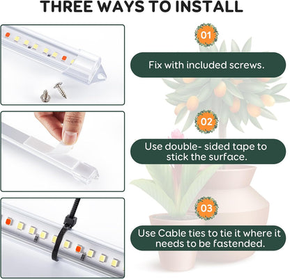 Tri-Bars Grow Light Strips for Indoor Plants with Auto ON/Off Timer 6/12/18H, 5 Dimmable Levels for Shelves Plant Growing(Pack 1)