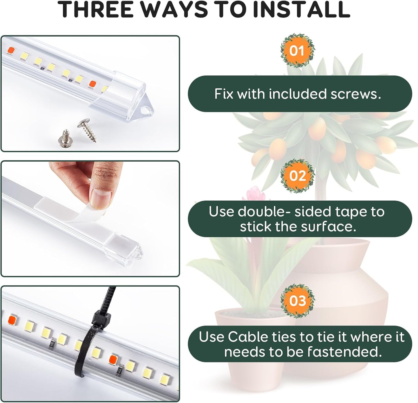 4 Bars Grow Light Strips for Indoor Plants with Auto ON/Off Timer 6/12/18H, 5 Dimmable Levels for Shelves Plant Growing(Pack 1)