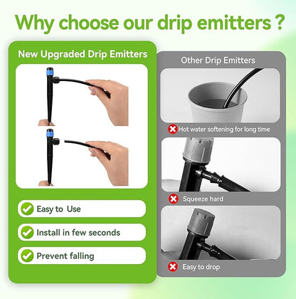 20PCS Drip Emitters for 1/4" Drip Irrigation Tubing, Drip Irrigation Emitters with Stake Adjustable 360 Degree Water Flow Drippers Garden Irrigation Drippers for Garden Patio Lawn Flower Bed