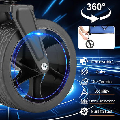 EchoSmile Collapsible Folding Wagon Cart 360lbs, Heavy Duty Garden Utility Cart with All Terrain Wheels, Large Capacity Outdoor Wagon for Camping, Beach, Shopping, Picnic (Blue)