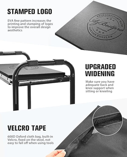 Garden Kneeler and Seat Heavy Duty, Upgraded Widened to 10" Stable Wear-Resistant Prevent Knee and Back Pain, Foldable Gardening Stool - Beautiful Logo high-end 2 Large Tool Bags Gift for Men