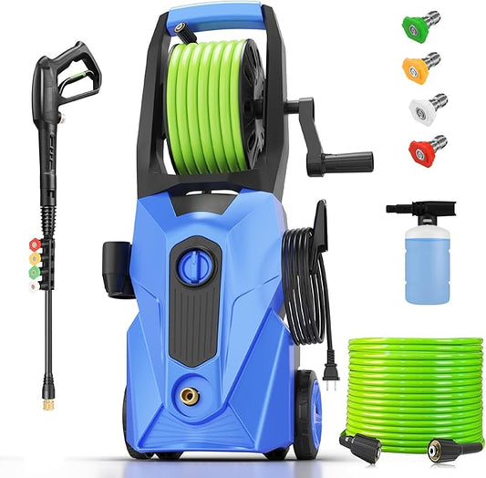 Electric Pressure Washer 5000 PSI 2.8 GPM Power Washers Electric Powered with 33ft Pressure Hose, 4 Nozzle and Foam Cannon, powerwashers for Home, Cars, Fences, Patio, Upgraded Blue
