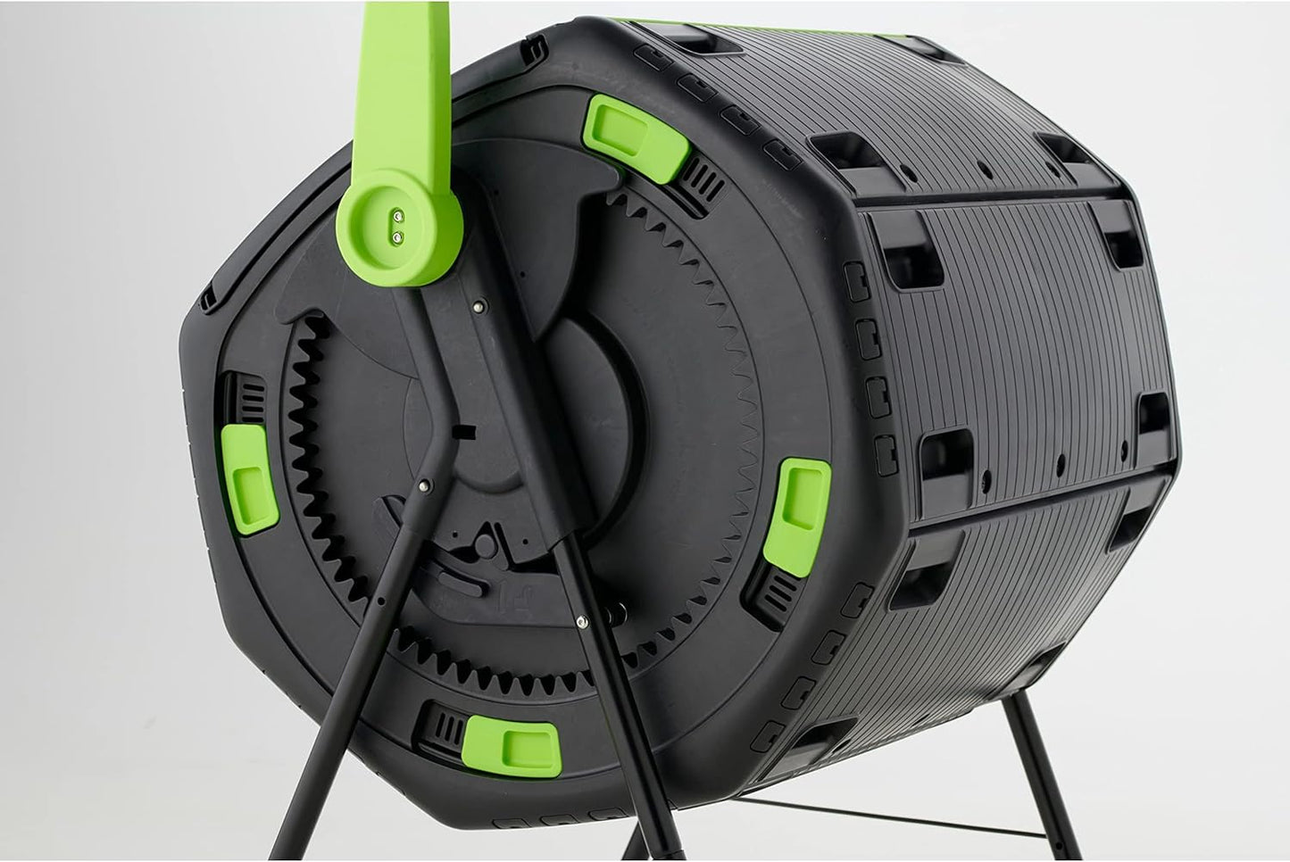 48 Gallon Geared Two Compartment Compost Tumbler Black Plastic