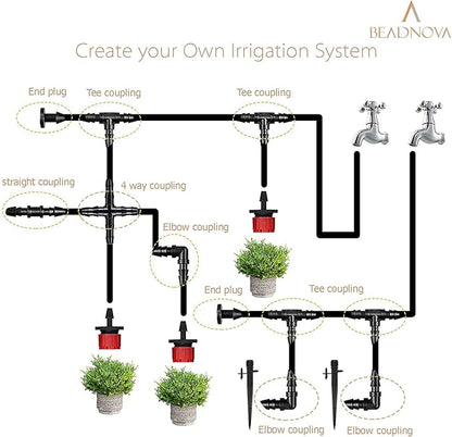 BEADNOVA Drip Irrigation Connectors 20 Pcs 1/4 Inch Barbed 4 Way Couplings Irrigation Connectors for 1/4 Inch Drip Tubing Water Tubing Gardening Supplies (20pcs)