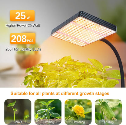 FECiDA Desk Grow Lights for Indoor Plants, Table Top Grow Light UV-IR Full Spectrum, 2000 Lumen LED Bonsai Houseplant Growing Lamp with On/Off Switch, 16"-24" Height Adjustable