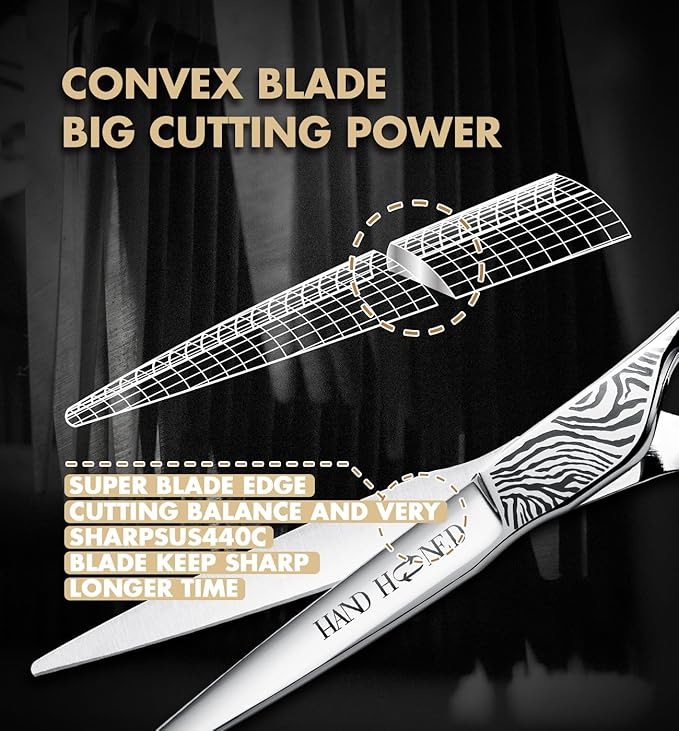 Professional Hair Cutting Scissors - SUS 440C & Cobalt Stainless Steel Barber Shears Fine Adjustment Tension Premium Shears for Hair Cutting (Hair Cutting Scissors S4, 6.0 Inches)