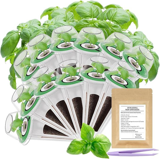 12-Pod Gourmet Herb Seed Kit Compatible with All Hydroponics, Hydroponic Growing Kit with Seeds & Grow Sponges – Indoor Garden Starter Set for Fresh Herbs & Vegetables (Basil)