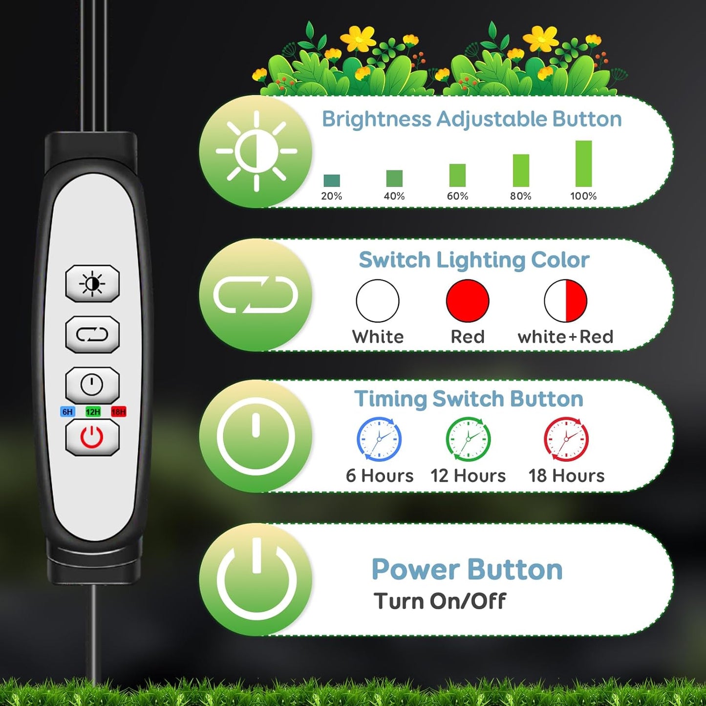 Tri-Heads Grow Lights for Indoor Plants, Full Spectrum Plant Lights for Indoor Growing with Adjustable 360° Gooseneck, 6/12/18H Timer & Dimming for Seedlings(Pack 2)