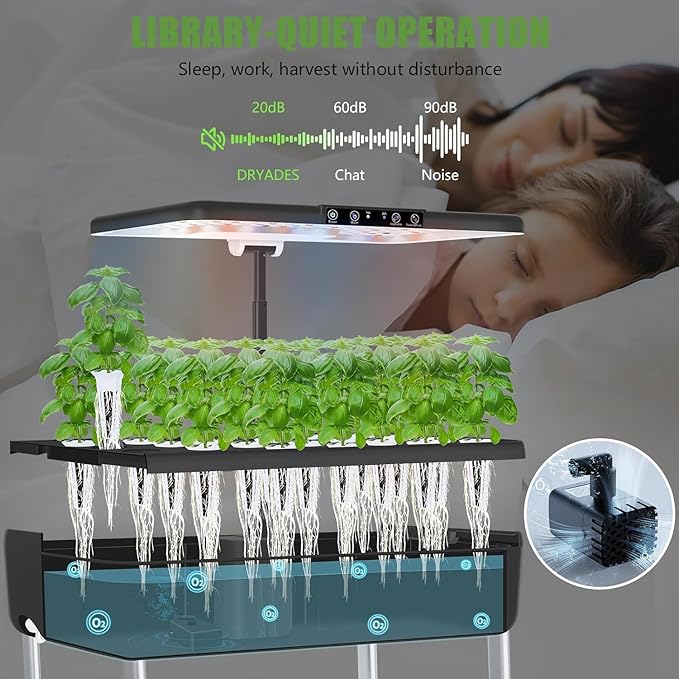 66-Pod Indoor Hydroponic Growing System + 3 Free Seeds Starter Kit (Lettuce, Salad Mixed, Basil Seeds) – Dual 53W Full-Spectrum LED, 10-L Water Tank, 3-Tier Grow Pods